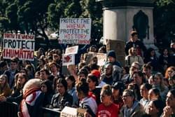 A crowd gathered at an Ihumaatao solidarity event in Wellington A crowd gathered at an Ihumaatao solidarity event in Wellington