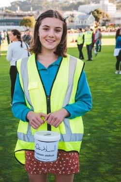 A volunteer at the Wellington vigil A volunteer at the Wellington vigil