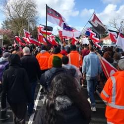 On the hikoi (walk) from Ihumaatao to Jacinda's office On the hikoi (walk) from Ihumaatao to Jacinda's office