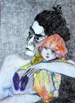 CHIFFON charcoal and oil pastel 2025