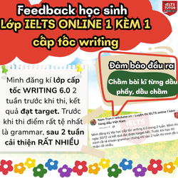 Feedback HS IELTS TUTOR cập nhật hàng ngày      Người thật, việc thật, nhận xét thật & bảng điểm thật! Feedback HS IELTS TUTOR cập nhật hàng ngày      Người thật, việc thật, nhận xét thật & bảng điểm thật!