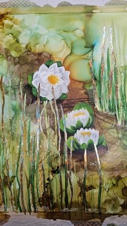Layering Lilies: White Acrylic Paint Work Formby Artist Layering Lilies: White Acrylic Paint Work Formby Artist