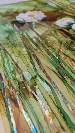 Acrylic Pen Detailing: Water Lilies Outline Layer Acrylic Pen Detailing: Water Lilies Outline Layer