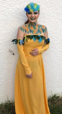 robe réalisée pour un concours sur le thème animalier pour une élève esthéticienne