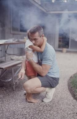 At bedtime, and daddy (Gene Cernan) knows how to calm down great sorrows! The evening barbecue for the adults! :)