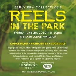 Reels in the Park, June 28 2019 at Zilker Lodge. Flyer designed by Ketan Patel at Pure Cyan.