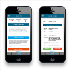 Twee screendumps van BuddyBumper, een applicatie om binnen je eigen netwerk om een 'nudge' te vragen  Twee screendumps van BuddyBumper, een applicatie om binnen je eigen netwerk om een 'nudge' te vragen
