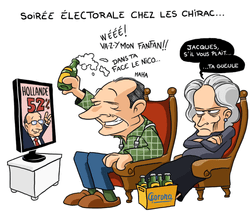 Dessin éditorial publié lors de la soirée électorale présidentielle de 2012 (Euronews)