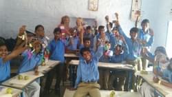 Art students in India proudly displaying their creations Art students in India proudly displaying their creations