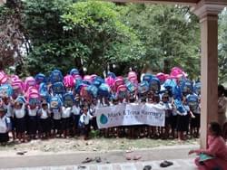 Cambodian School Children with Backpacks containing school supplies donated by the Mark & Trina Ramsey Foundation Cambodian School Children with Backpacks containing school supplies donated by the Mark & Trina Ramsey Foundation