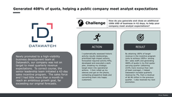 �Generated 408% of quota, helping a public company meet analyst expectations �Generated 408% of quota, helping a public company meet analyst expectations