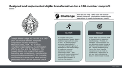 �Designed and implemented digital transformation for a 150-member nonprofit �Designed and implemented digital transformation for a 150-member nonprofit