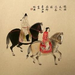 Spring trip by horse (size 33x33cm). Price 1000,- Euro
