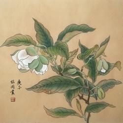 Night lily. Gongbi style (size painting 30x30cm). Ink and water colour on rice paper. Price 800,- Euro