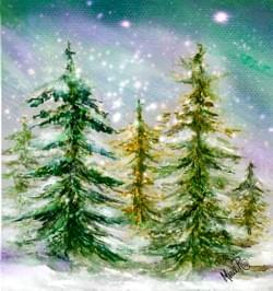 Aurora Night. Watercolors Aurora Night. Watercolors