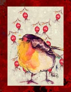 Robin Rose Hip. Mixed Media Robin Rose Hip. Mixed Media