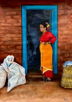 Nepalese vrouw (acryl A2, 2026) Nepalese vrouw (acryl A2, 2026)