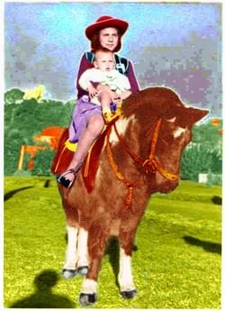 2017 Colourised b&w photo of Maria Romeo and her brother Joe, when they were children 2017 Colourised b&w photo of Maria Romeo and her brother Joe, when they were children