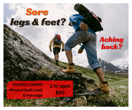 Hikers Combo - bath soak plus massage total 1hr appt $90