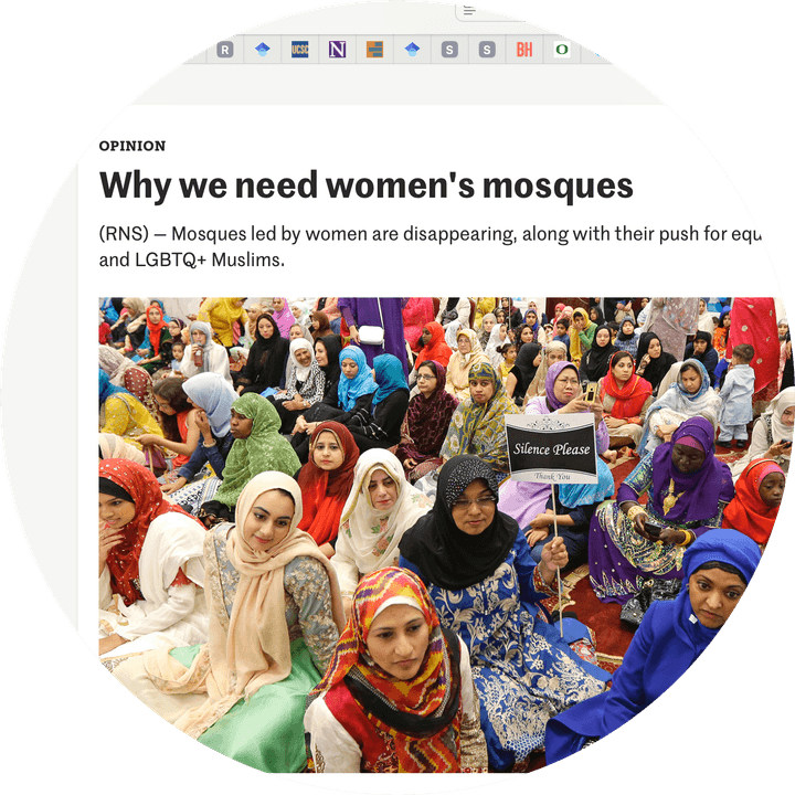 Screenshot of article with title and picture of a niqab wearing woman on a busy street Screenshot of article with title and picture of a niqab wearing woman on a busy street