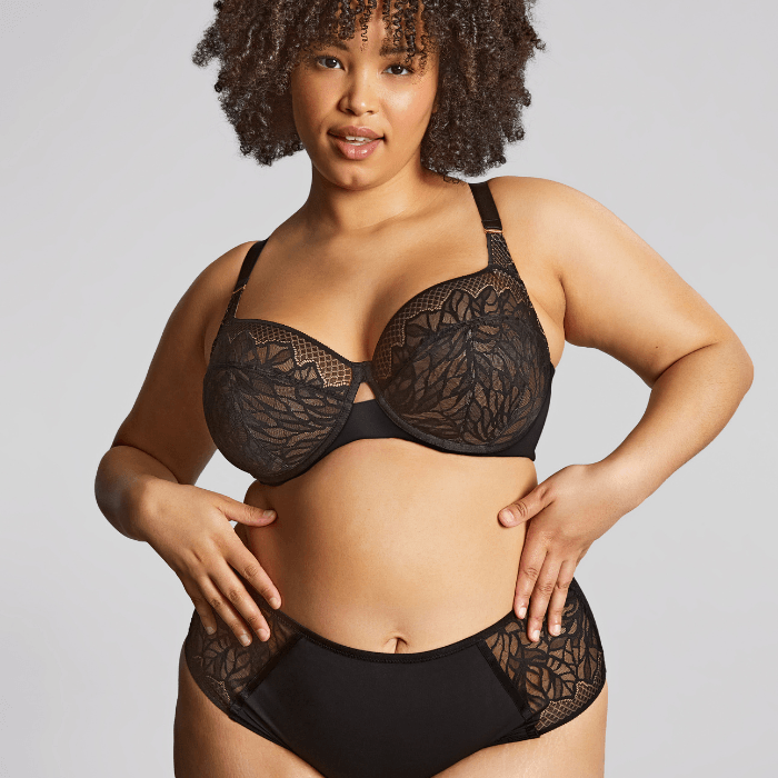 Lady with black lace bra and pants set Lady with black lace bra and pants set