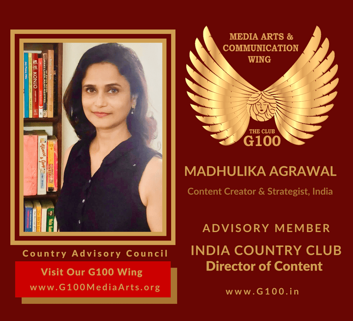 Madhulika Agrawal is India Country Director of Content at G100 Media Arts & Communication Madhulika Agrawal is India Country Director of Content at G100 Media Arts & Communication