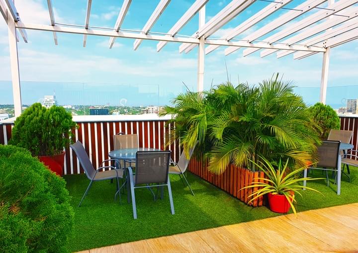 This picture shows the rooftop lounge at the Denya at Ringway. This picture shows the rooftop lounge at the Denya at Ringway.