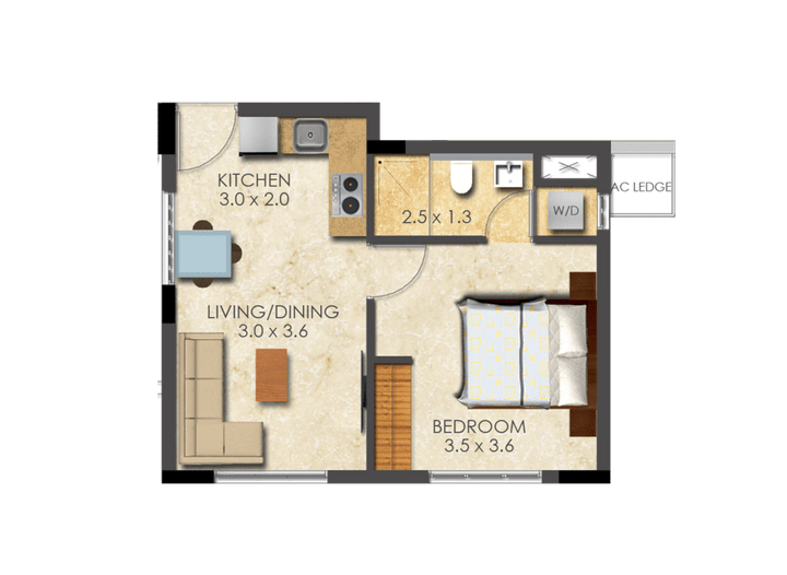 This picture shows the floor plan of an One Bed Junior at the Denya at Ringway. This picture shows the floor plan of an One Bed Junior at the Denya at Ringway.