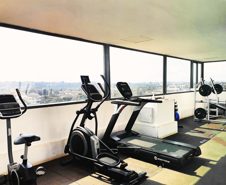 This picture shows the rooftop gym at the Ivy. This picture shows the rooftop gym at the Ivy.