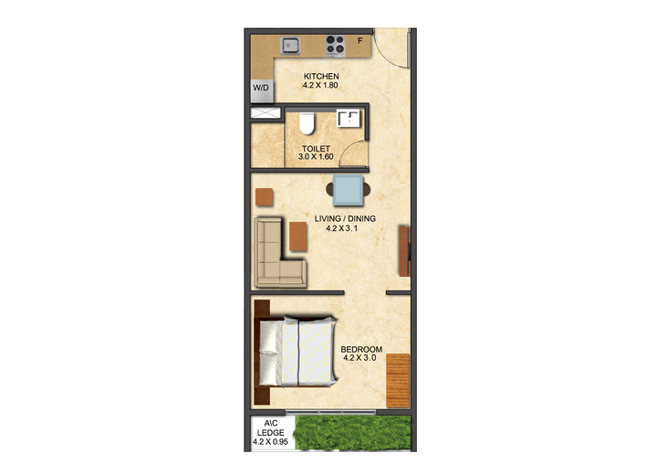 This picture shows the floor plan of a One Bedroom at the Ivy. This picture shows the floor plan of a One Bedroom at the Ivy.