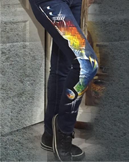 pantalon peint  à la main pantalon peint  à la main