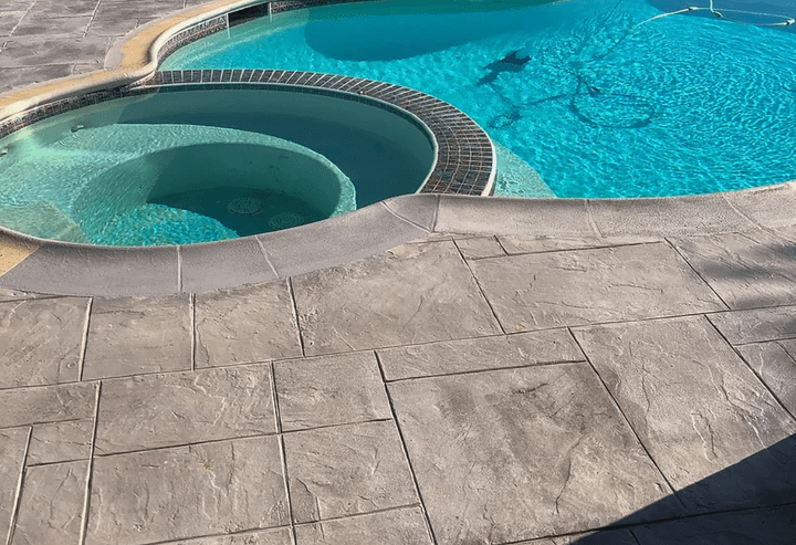 Stamped concrete pool deck installed in Galveston Stamped concrete pool deck installed in Galveston