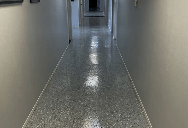 Epoxy floor installed in indoor hallway in Galveston Epoxy floor installed in indoor hallway in Galveston