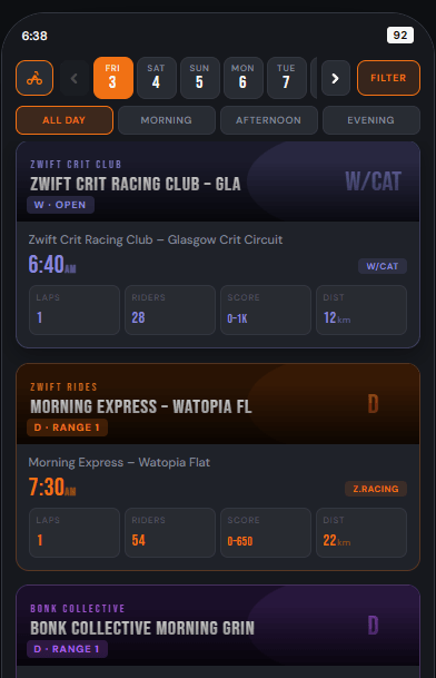 New Events Screen New Events Screen