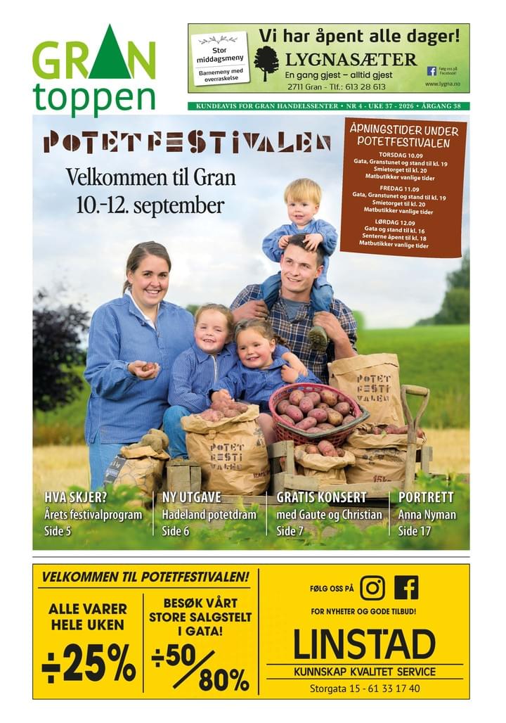 Grantoppen nr 4, Den Norske Potetfestivalen 2026 Grantoppen nr 4, Den Norske Potetfestivalen 2026