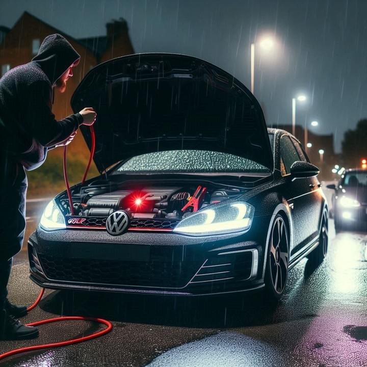 Car breakdown jumpstarting a car Car breakdown jumpstarting a car