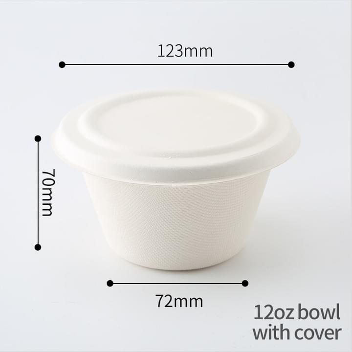 Biodegradable Compostable Sugarcane Bagasse Pulp Disposable takeaway Take-out Round Cup Bowls with Lids Biodegradable Compostable Sugarcane Bagasse Pulp Disposable takeaway Take-out Round Cup Bowls with Lids