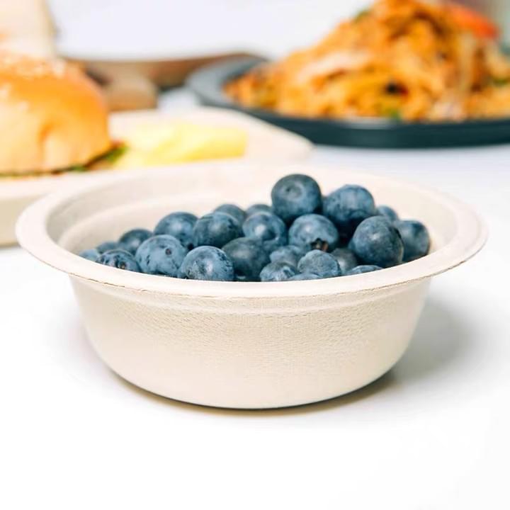 Biodegradable Compostable Sugarcane Bagasse Pulp Disposable Round Bowls and Lids for Cereal Salad Fruit Biodegradable Compostable Sugarcane Bagasse Pulp Disposable Round Bowls and Lids for Cereal Salad Fruit