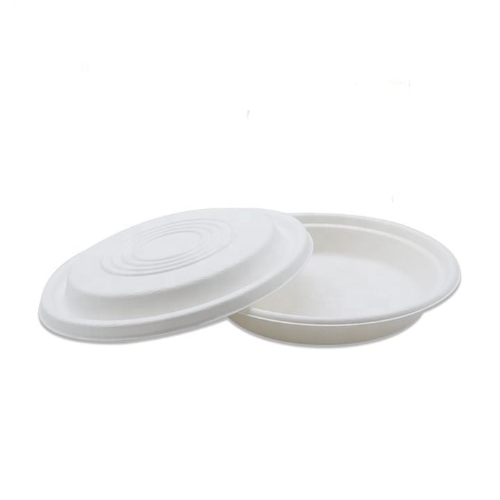 Biodegradable Compostable Sugarcane Bagasse Pulp Disposable Round Bowls and Lids f Biodegradable Compostable Sugarcane Bagasse Pulp Disposable Round Bowls and Lids f