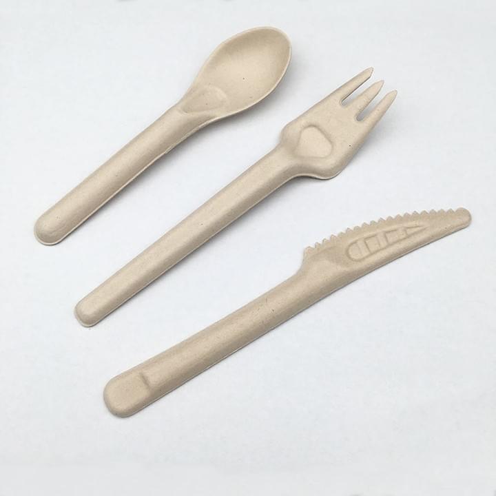 Eco Friendly Biodegradable Compostable Unbleached Natural Plant Fiber Pulp Disposable Cutlery Utensils Eco Friendly Biodegradable Compostable Unbleached Natural Plant Fiber Pulp Disposable Cutlery Utensils