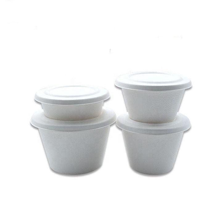 Biodegradable Compostable Sugarcane Bagasse Pulp Disposable Round Bowls and Lids Biodegradable Compostable Sugarcane Bagasse Pulp Disposable Round Bowls and Lids