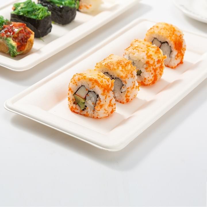 Biodegradable Compostable Sugarcane Bagasse Pulp Disposable Rectangle Plates Biodegradable Compostable Sugarcane Bagasse Pulp Disposable Rectangle Plates