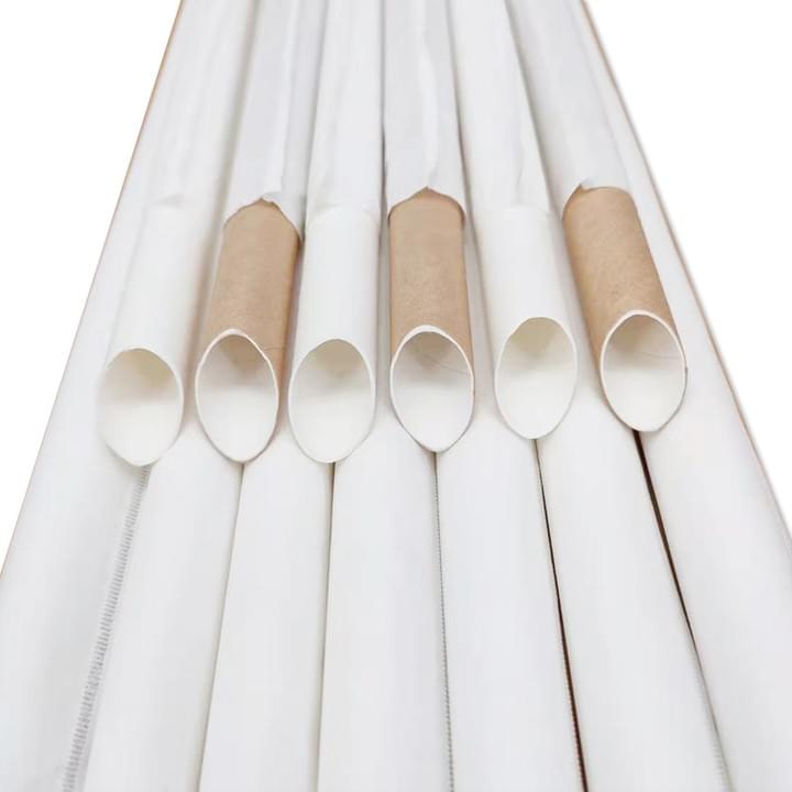 Food grade Eco Friendly Biodegradable Compostable Disposable Diagonal cut pointy Jumbo Smoothie paper Straws  with Individually Wrapped  Food grade Eco Friendly Biodegradable Compostable Disposable Diagonal cut pointy Jumbo Smoothie paper Straws  with Individually Wrapped