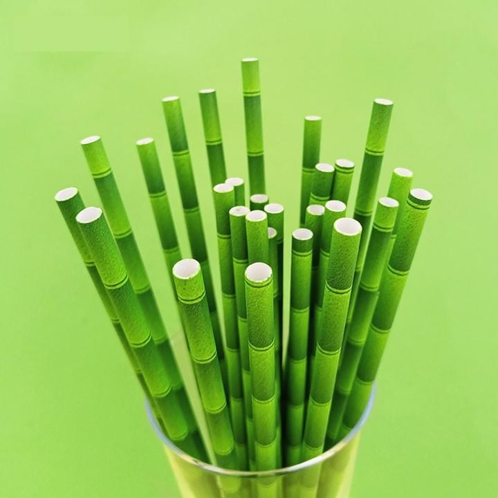 Eco Friendly Biodegradable Compostable Disposable Bamboo Print Drinking straight Paper Straws for Party  Eco Friendly Biodegradable Compostable Disposable Bamboo Print Drinking straight Paper Straws for Party