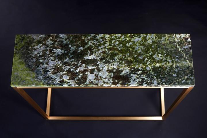 Irish marble console table with solid brass frame Irish marble console table with solid brass frame