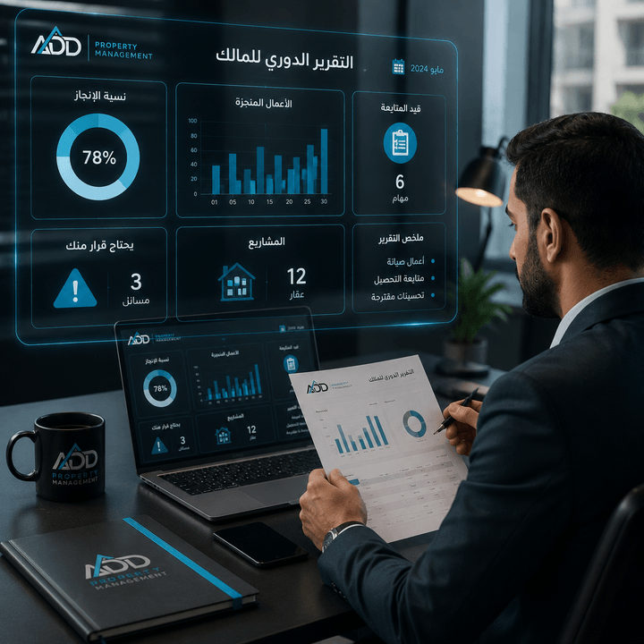 نزوّدك بتقارير دورية توضح الأعمال المنجزة، والمسائل التي ما تزال قيد المتابعة، وما يحتاج إلى قرار منك. نزوّدك بتقارير دورية توضح الأعمال المنجزة، والمسائل التي ما تزال قيد المتابعة، وما يحتاج إلى قرار منك.
