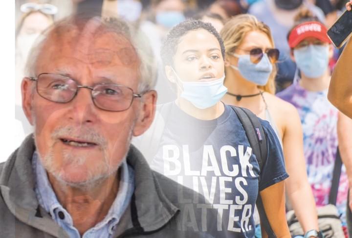 YouTube image of Richard Dell introducing I AM US with a background of an American Black Lives Matter demonstration YouTube image of Richard Dell introducing I AM US with a background of an American Black Lives Matter demonstration