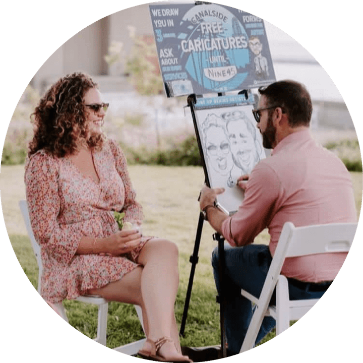Caricature Artist for Weddings, Drawing a guest at a wedding in Buffalo New York Caricature Artist for Weddings, Drawing a guest at a wedding in Buffalo New York