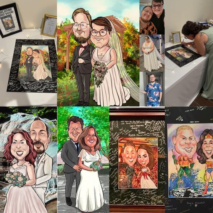 Custom Bride and Groom Guest Book Caricature for wedding Guest Book.  Get creative with your weddings guest book Custom Bride and Groom Guest Book Caricature for wedding Guest Book.  Get creative with your weddings guest book
