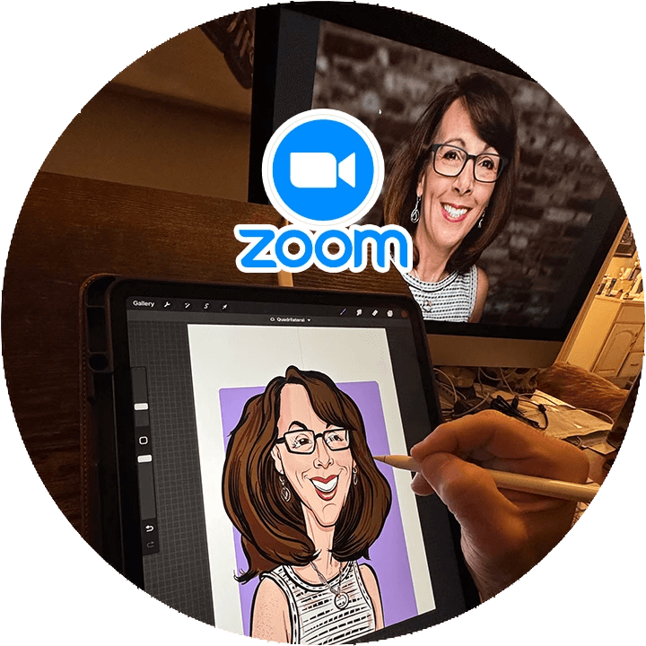 Zoom online caricatures for corporate parties and events Zoom online caricatures for corporate parties and events